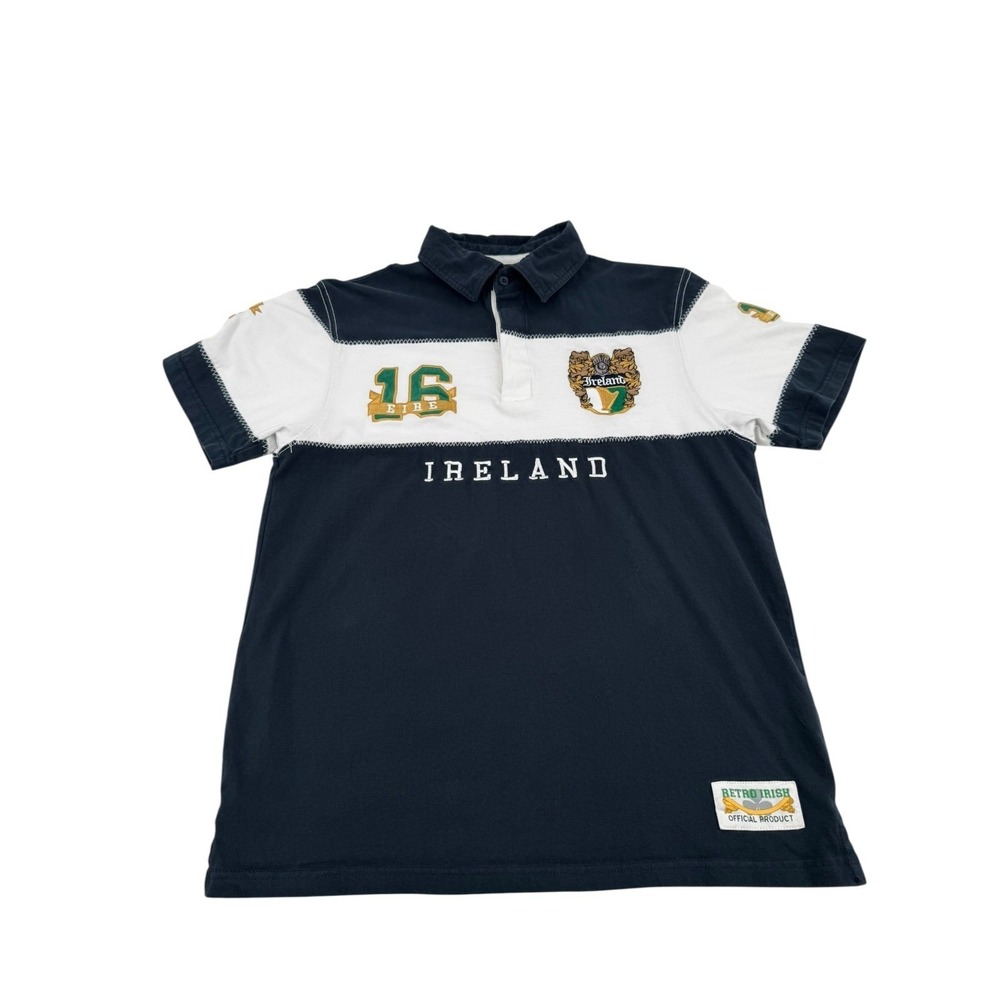 Retro Irish Heritage Collection Rugby Polo Shirt Jersey Med. Ireland Embroidery